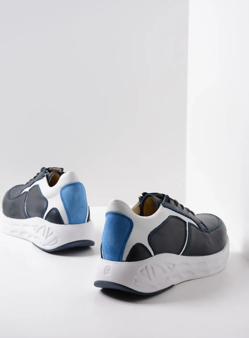 Bounce - wit/blauw combi leer