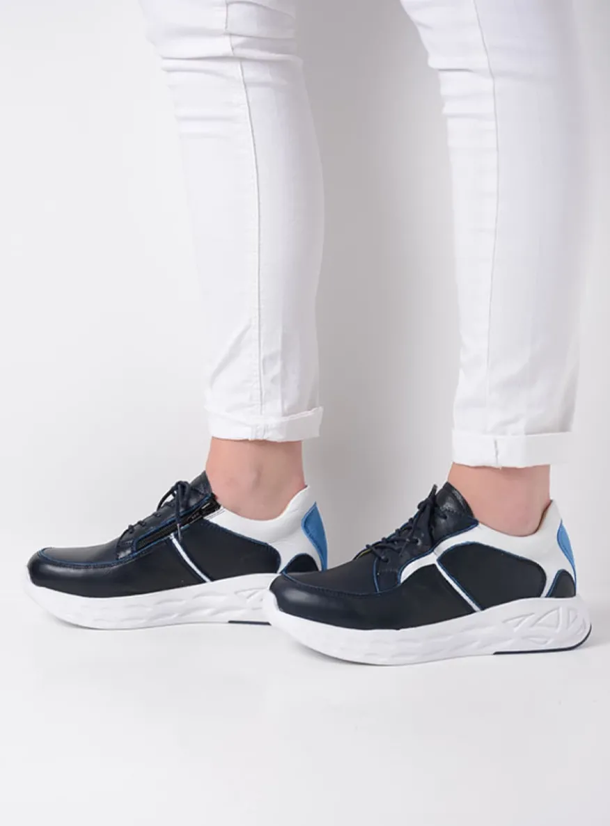 Bounce - wit/blauw combi leer