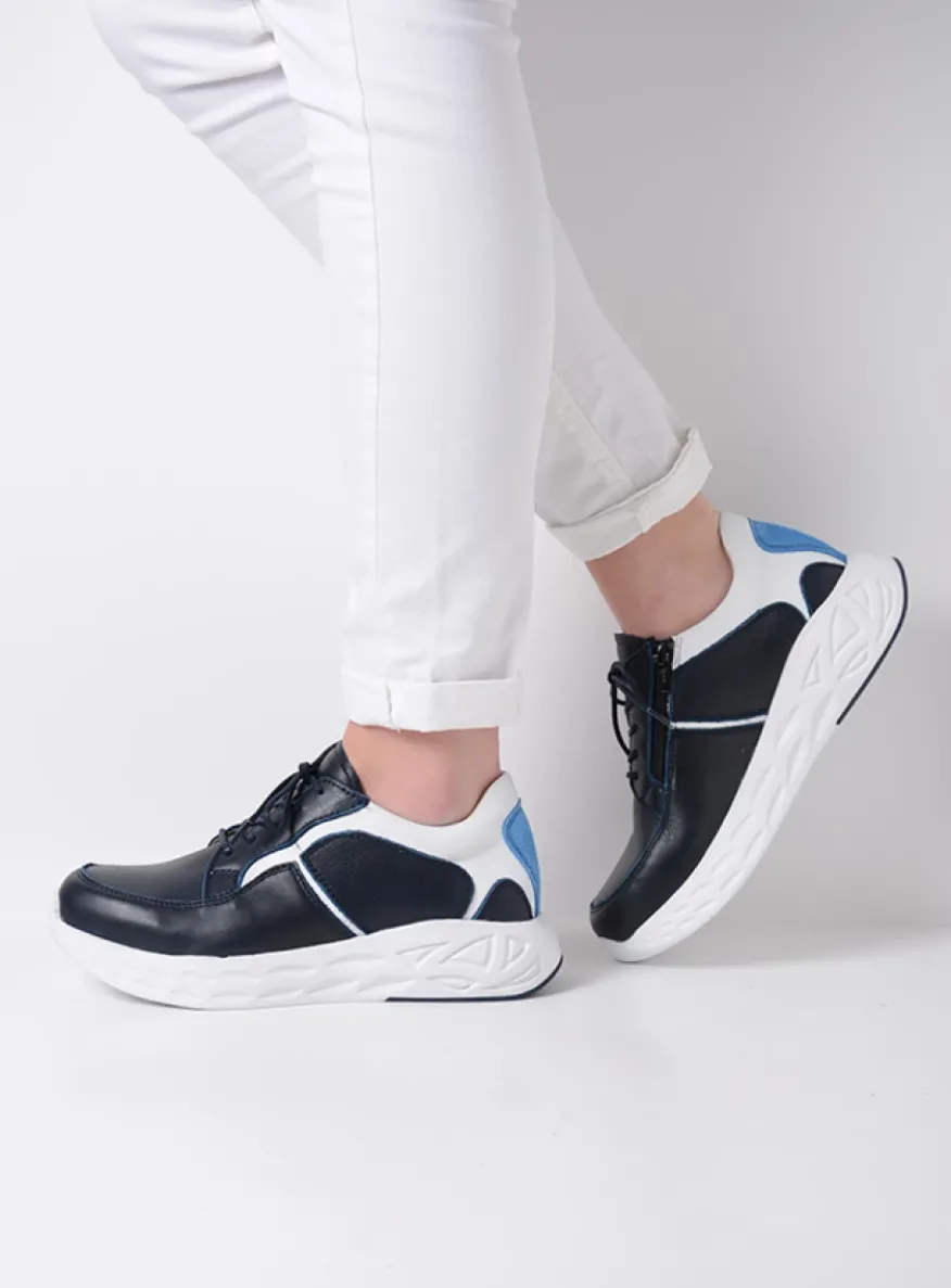 Bounce - wit/blauw combi leer