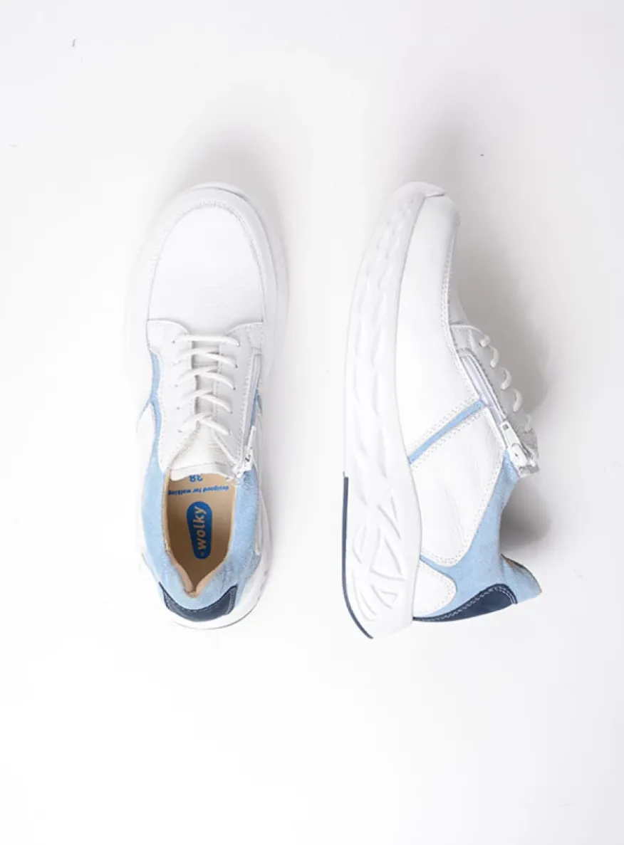 Bounce - wit/blauw leer