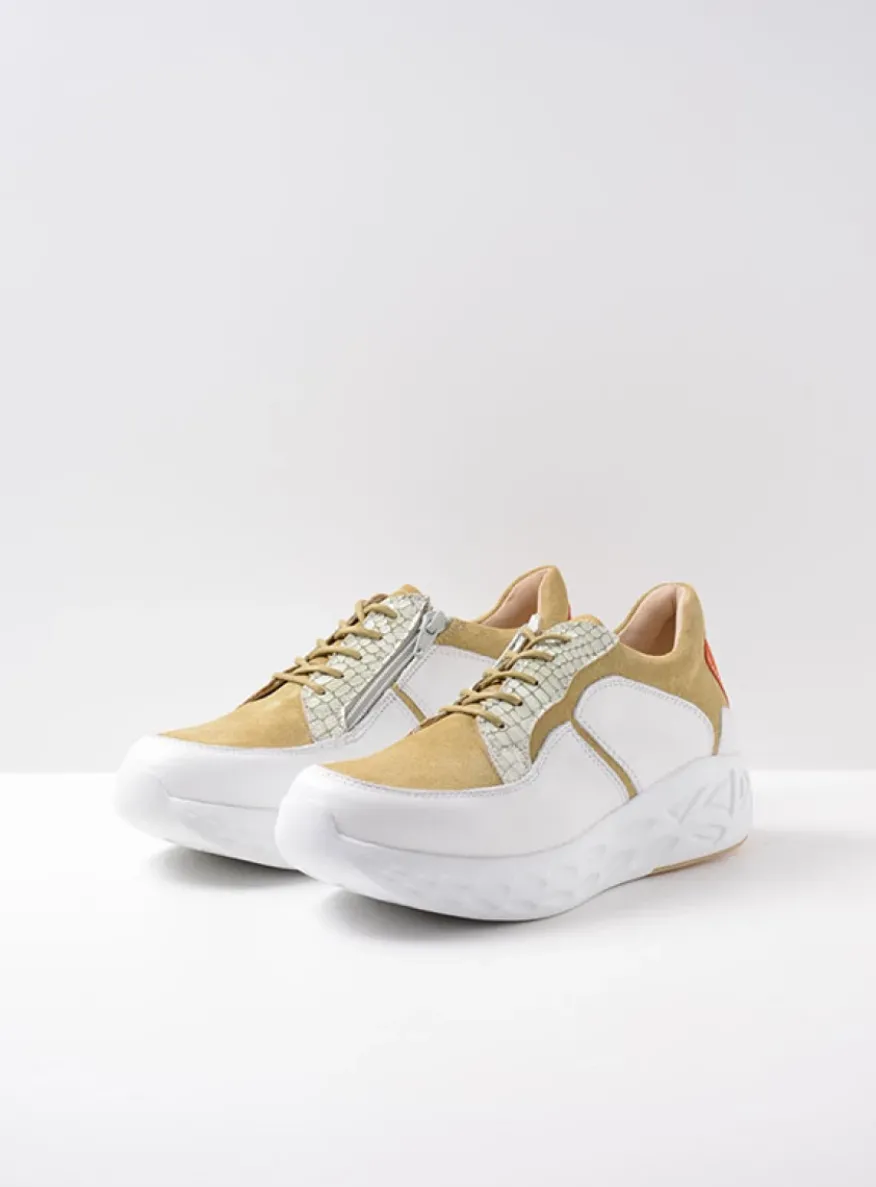 Bounce - wit/groen combi leer