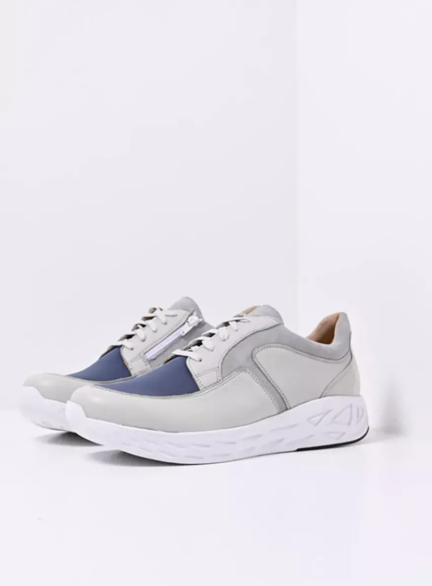 Bounce Men S2F - gebroken wit/jeans combi stretch leer