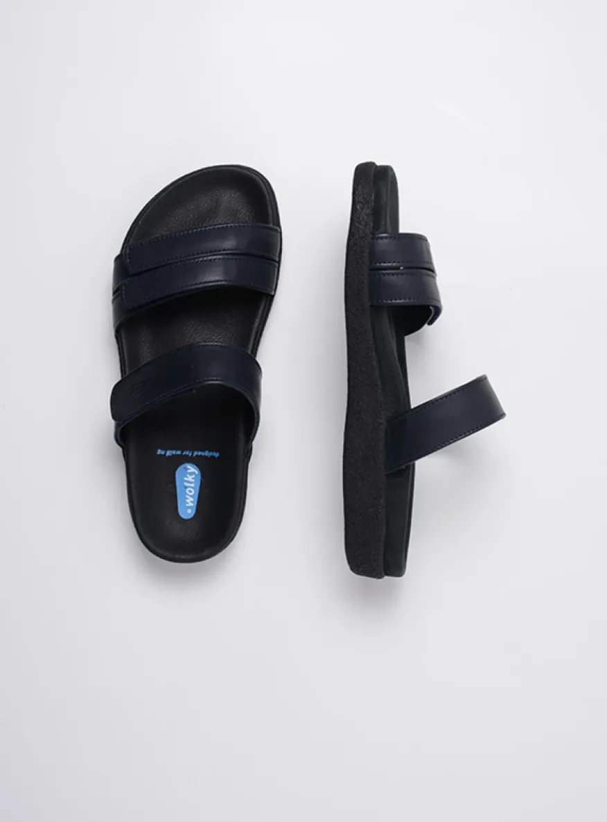 Cirrus - donkerblauw leer