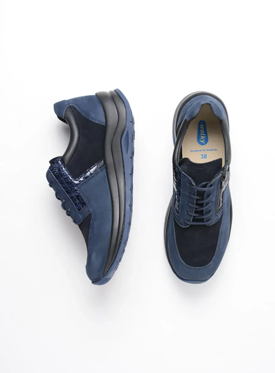 Comrie - blauw combi leer