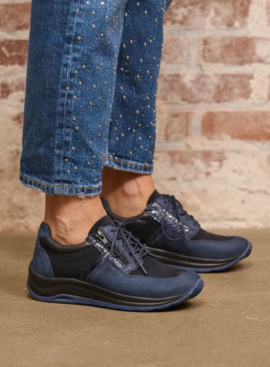 Comrie - blauw combi leer