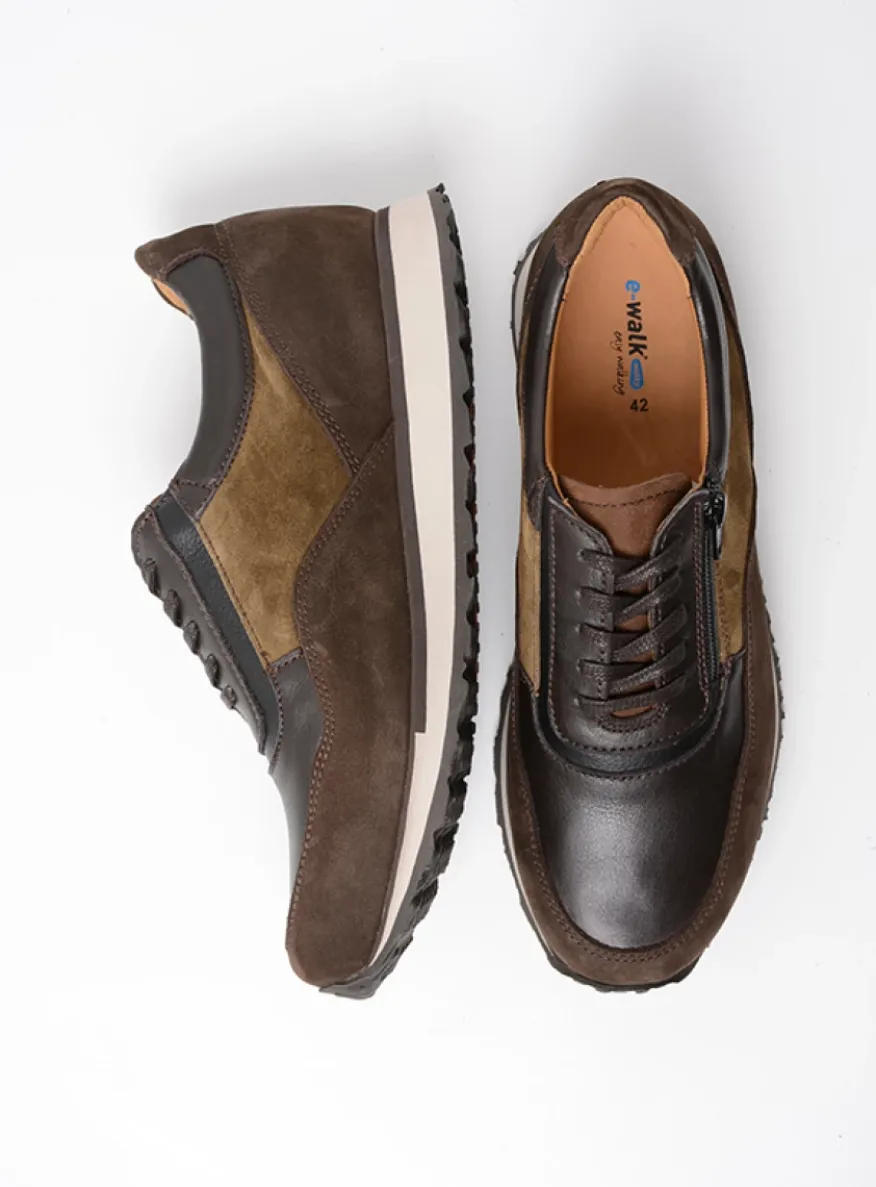 e-Runner - bruin combi leer