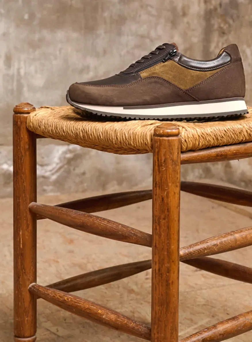 e-Runner - bruin combi leer