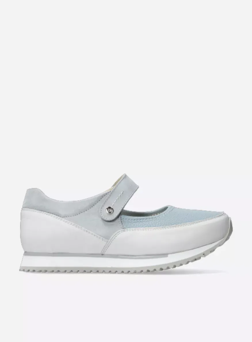 e-Step - blauw combi stretch leer