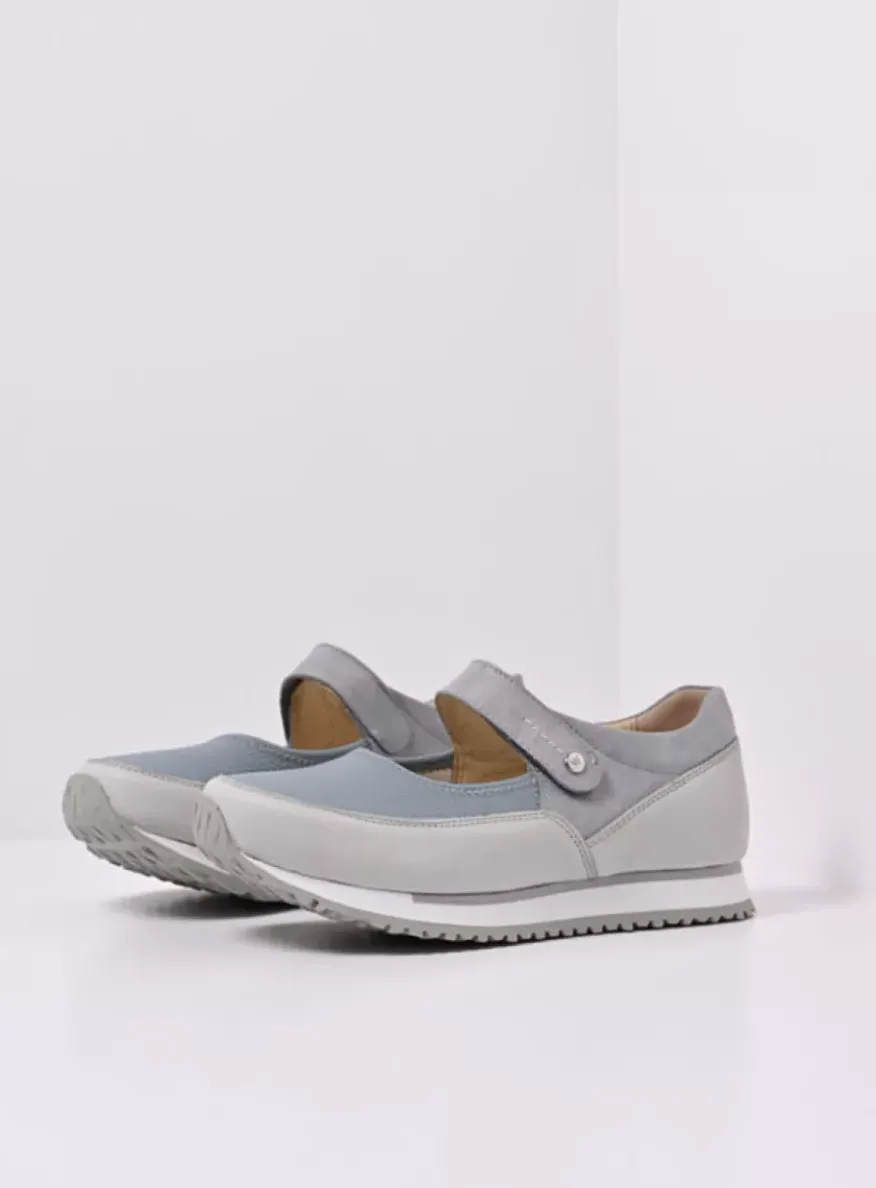 e-Step - blauw combi stretch leer