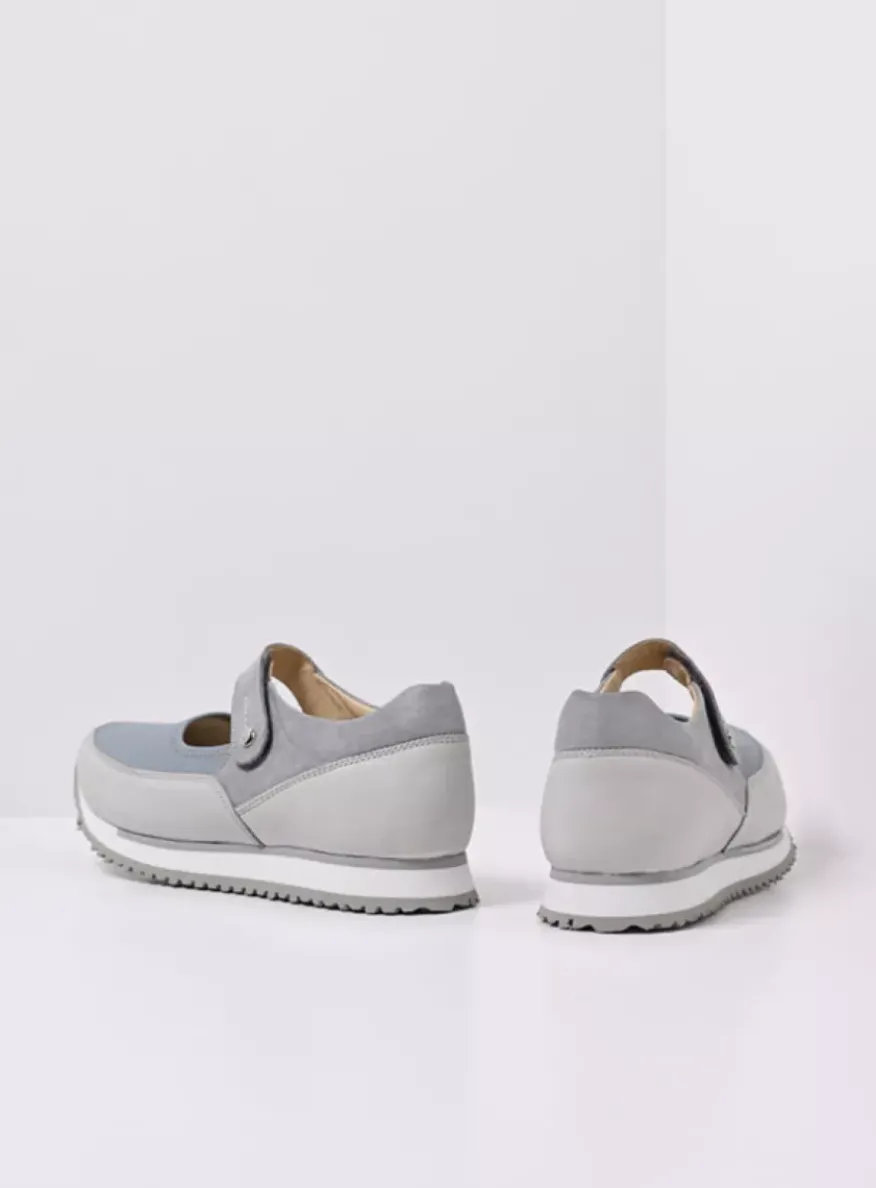 e-Step - blauw combi stretch leer