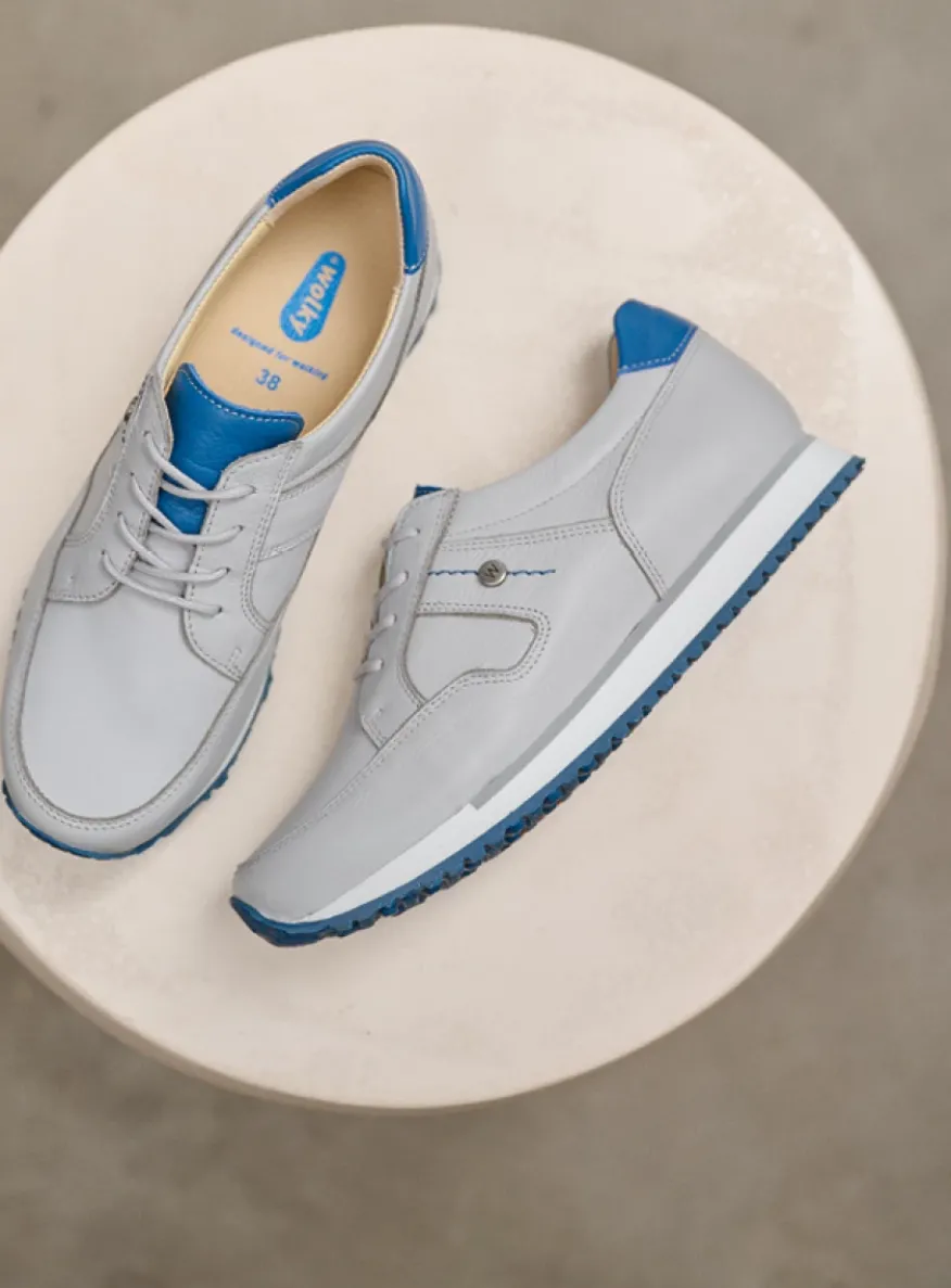 e-Walk - lichtgrijs/atlantisch blauw leer