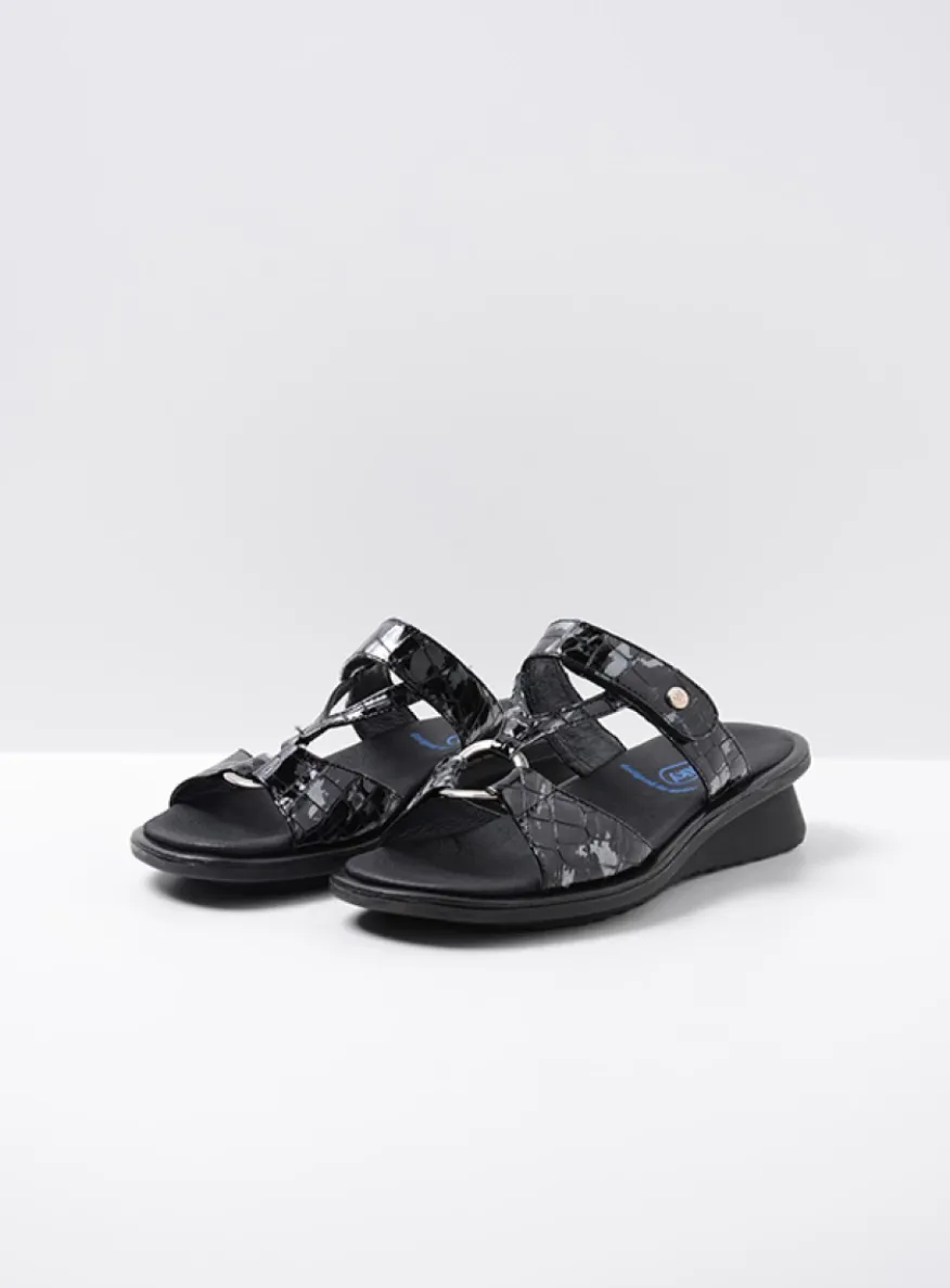 Isa - antraciet croco lakleer