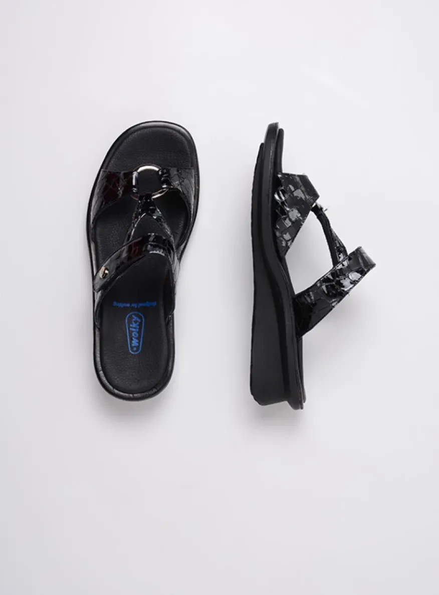 Isa - antraciet croco lakleer