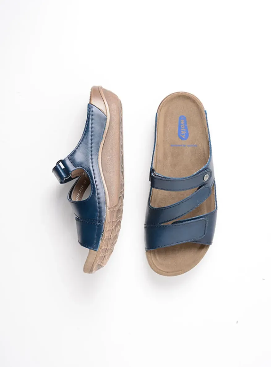 Jasper - blauw geolied leer