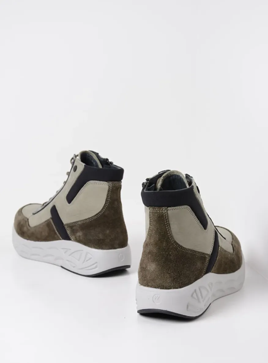 Leap - grijsgroen combi leer