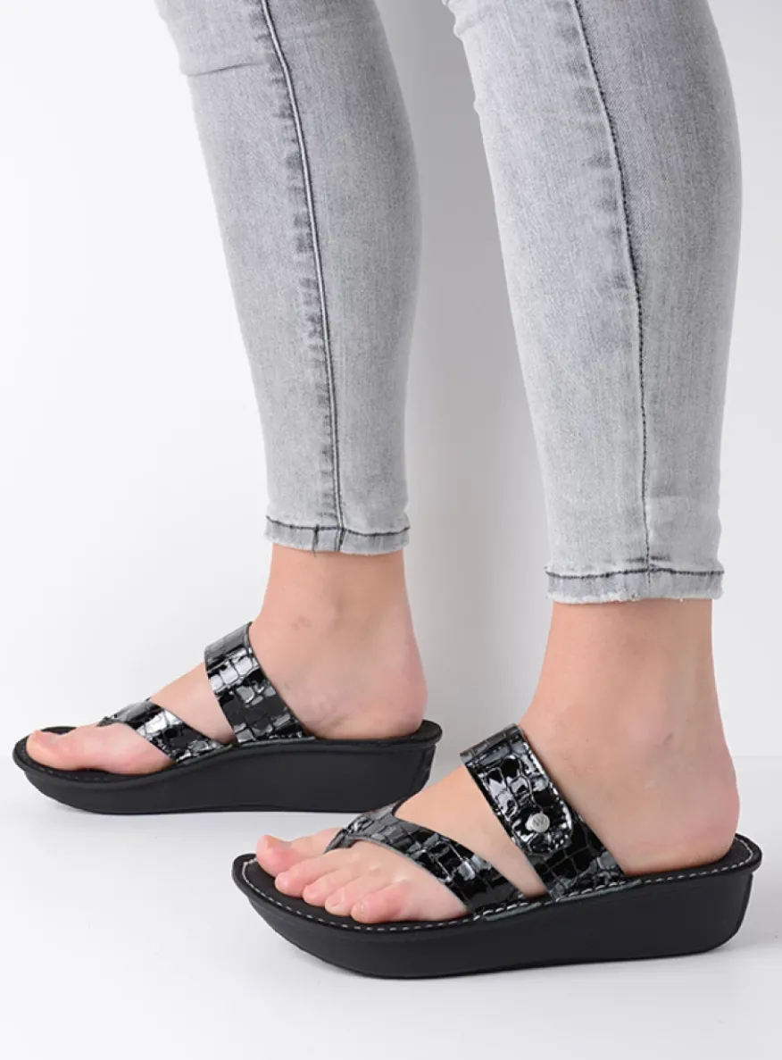 Martinique - antraciet crocolook lakleer