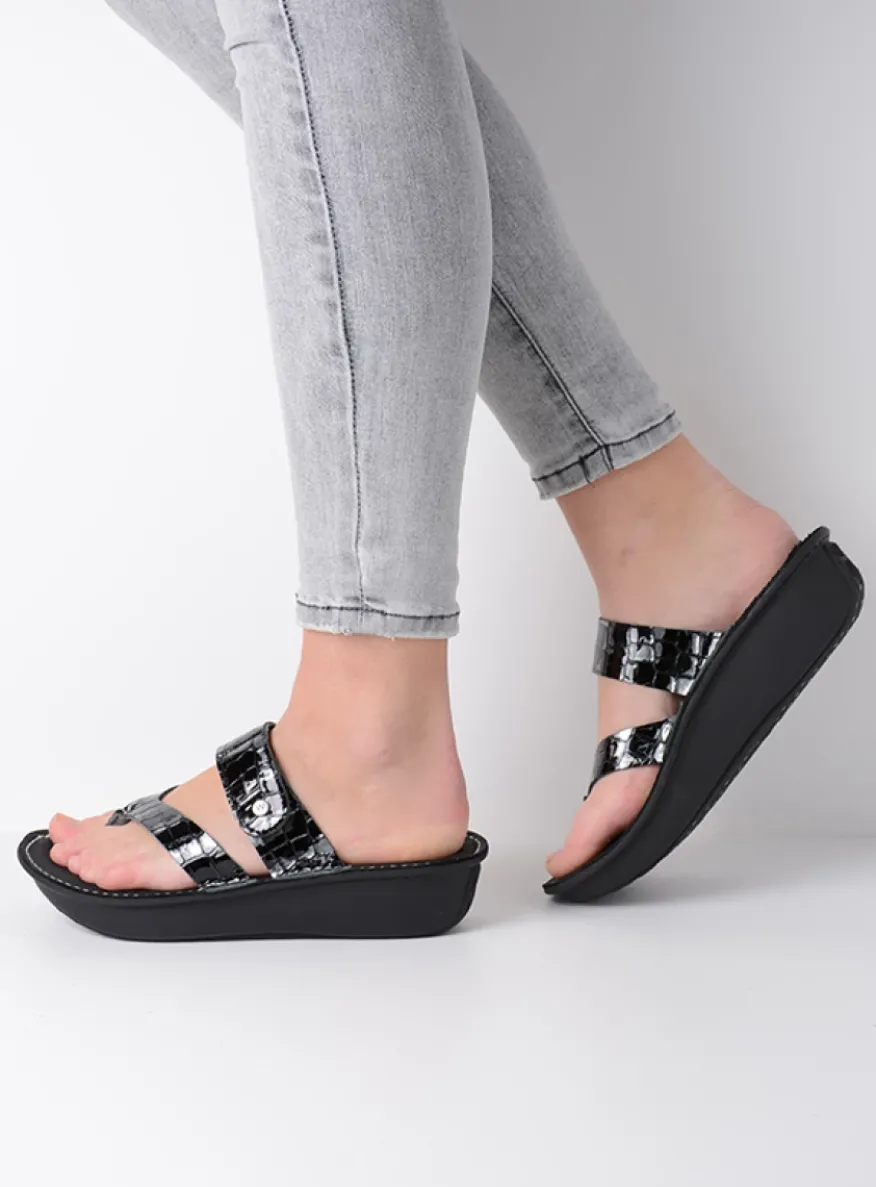 Martinique - antraciet crocolook lakleer