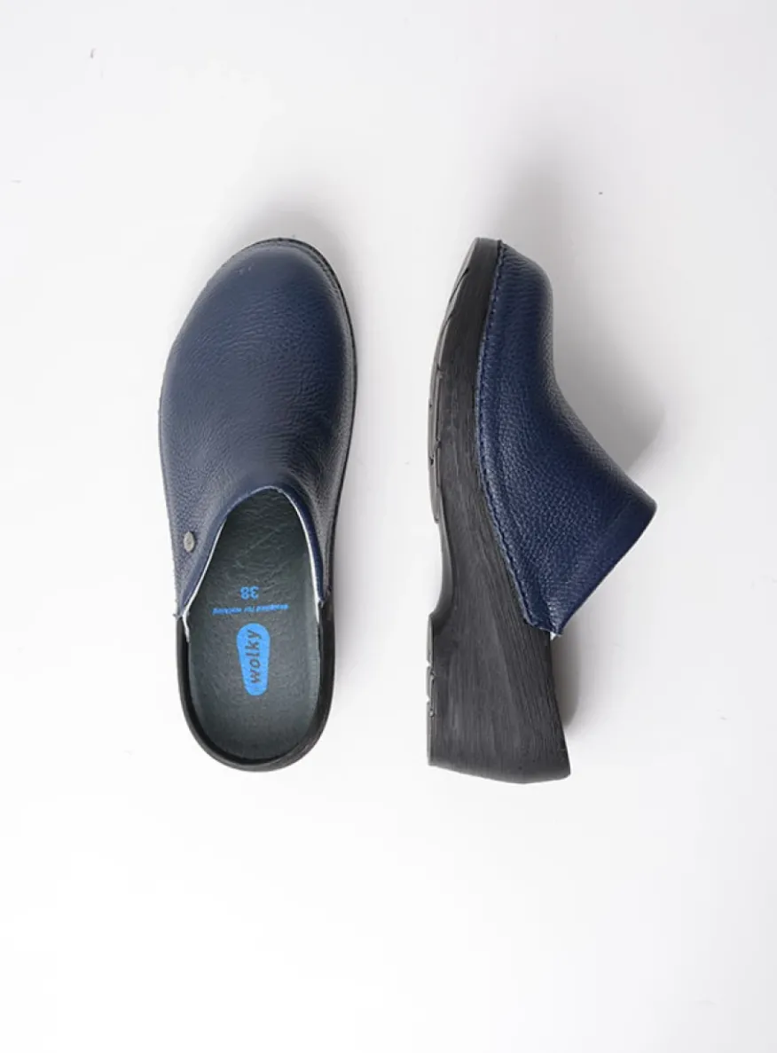 Multi Clog - blauw leer