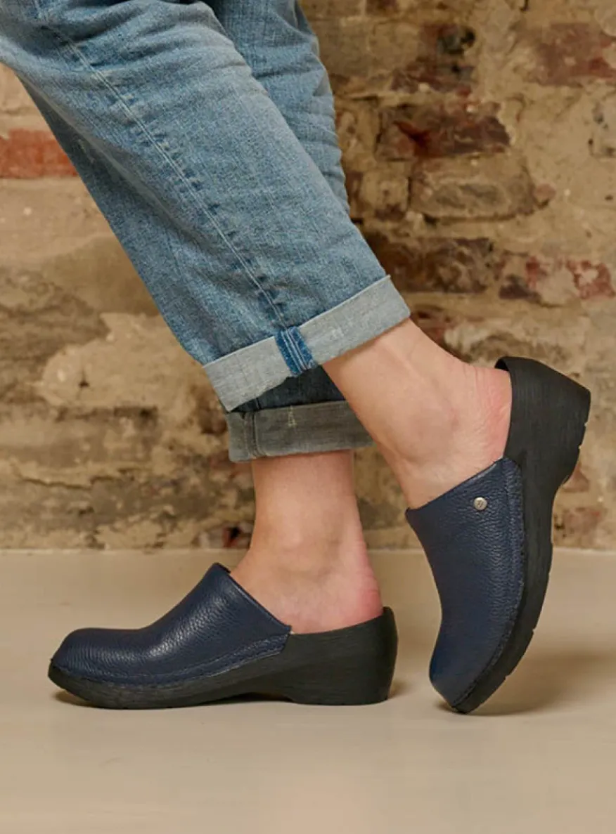 Multi Clog - blauw leer