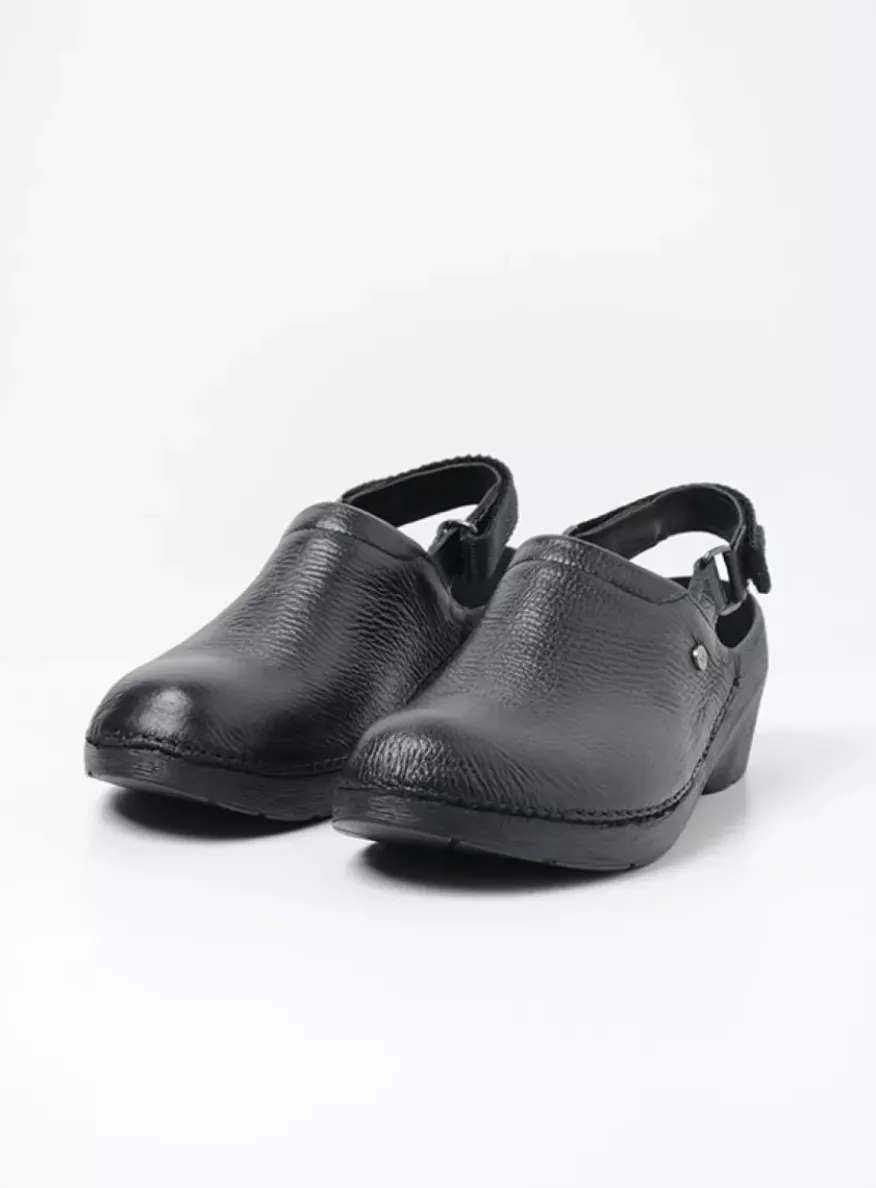 Multi Strap Clog - zwart leer