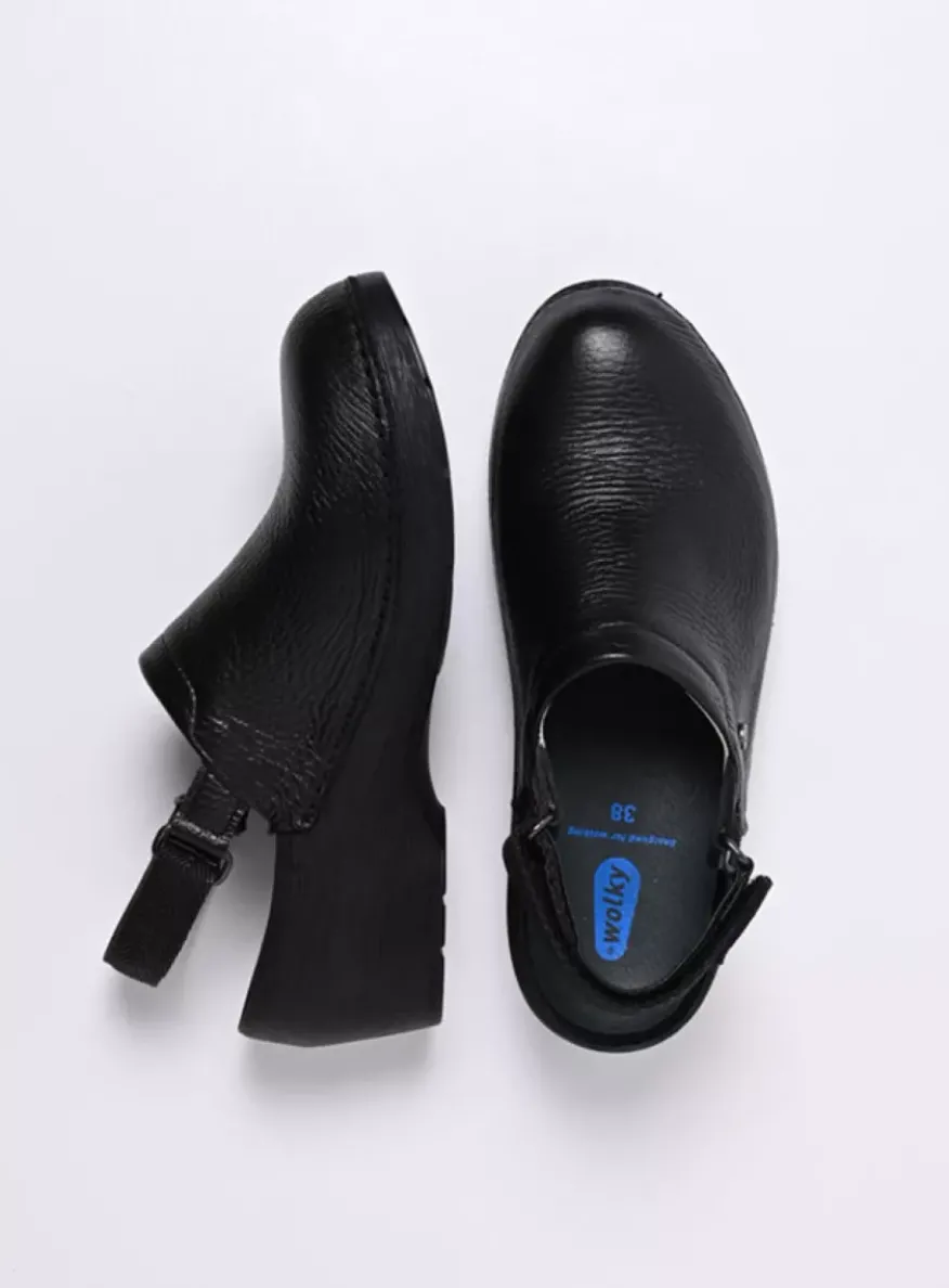Multi Strap Clog - zwart leer