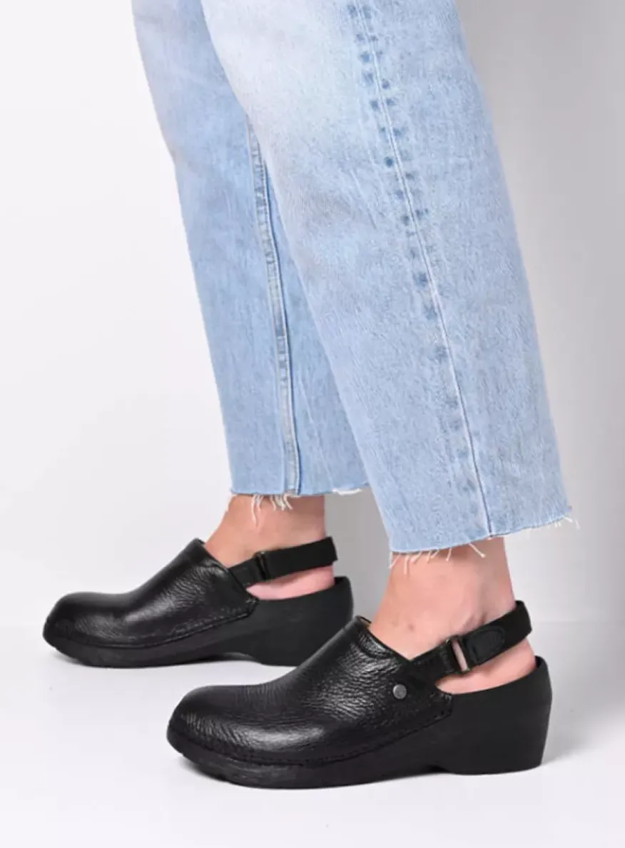 Multi Strap Clog - zwart leer