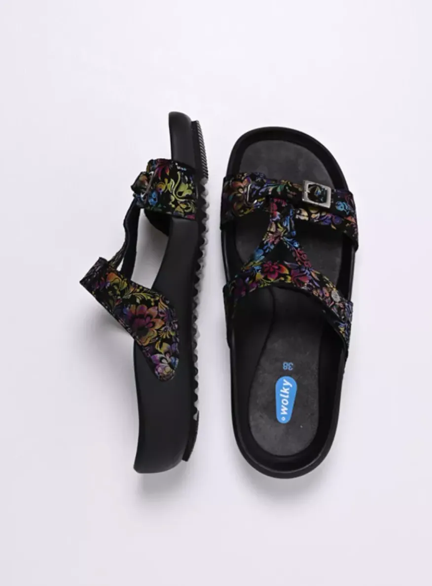 O'Connor - zwart/multi flower nubuck