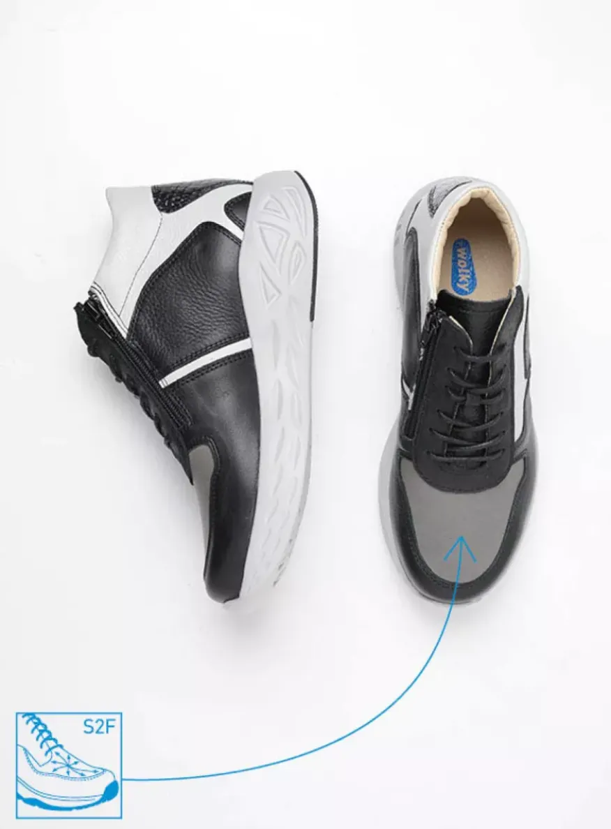 Pep S2F - antraciet combi stretch leer