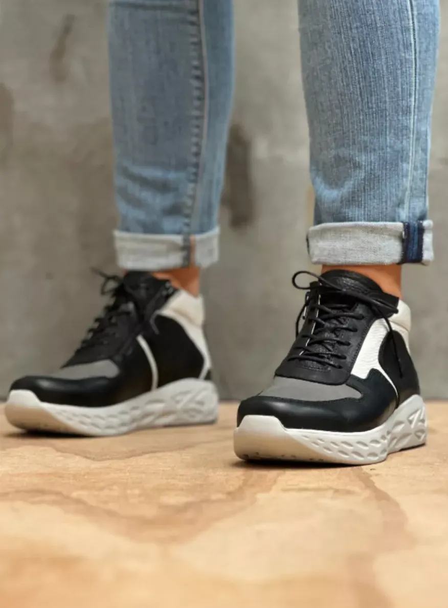 Pep S2F - antraciet combi stretch leer