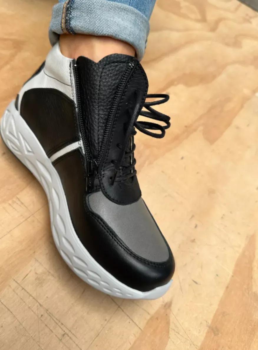 Pep S2F - antraciet combi stretch leer