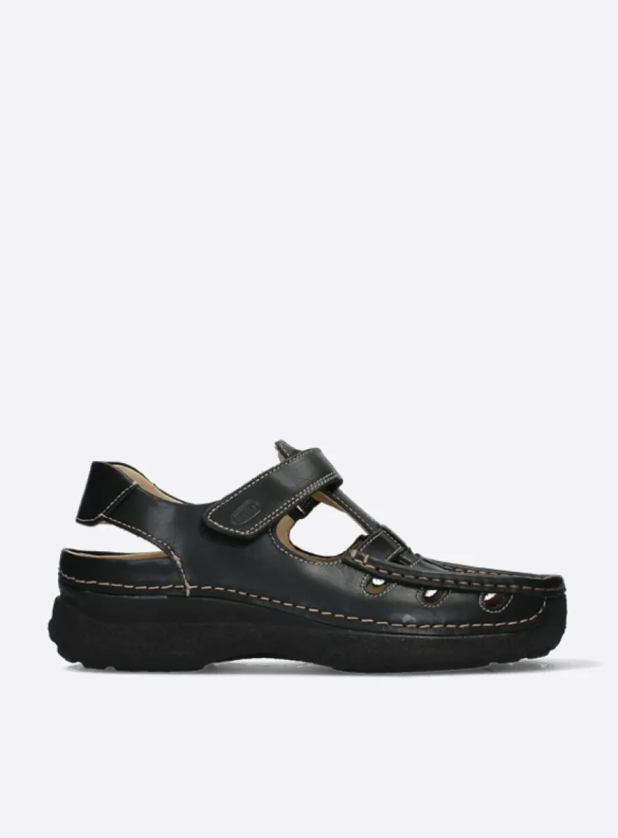 Roll Sandal Men - zwart leer