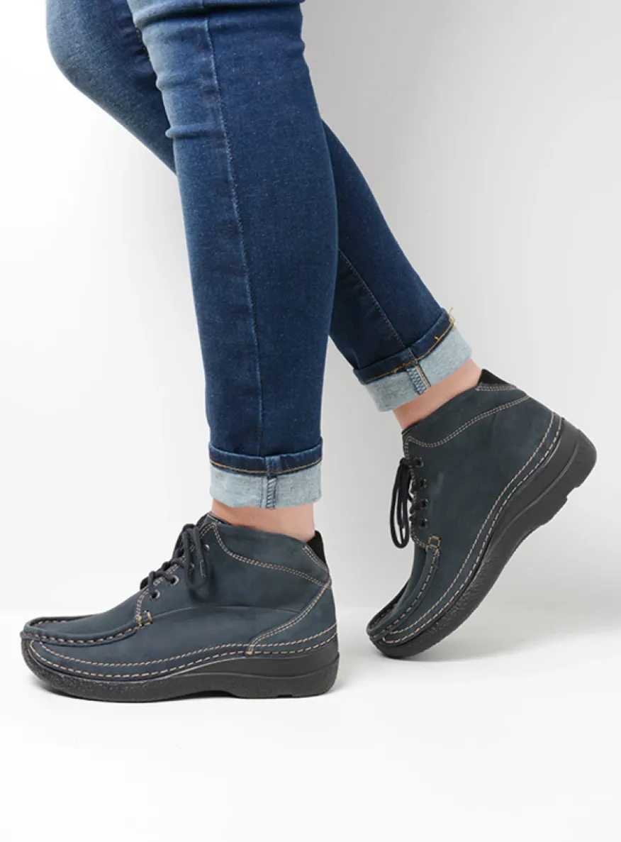 Roll Shoot - blauw nubuck