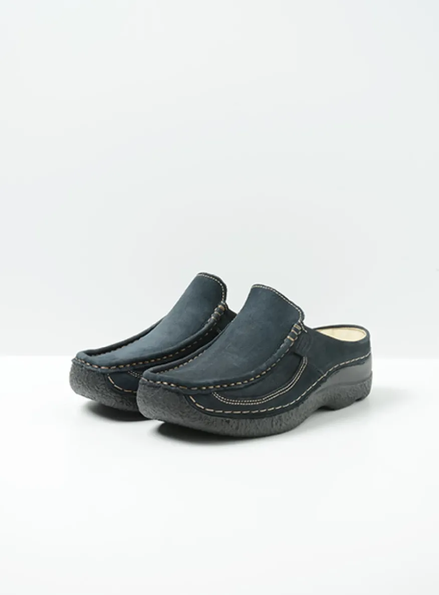 Roll Slide - blauw nubuck