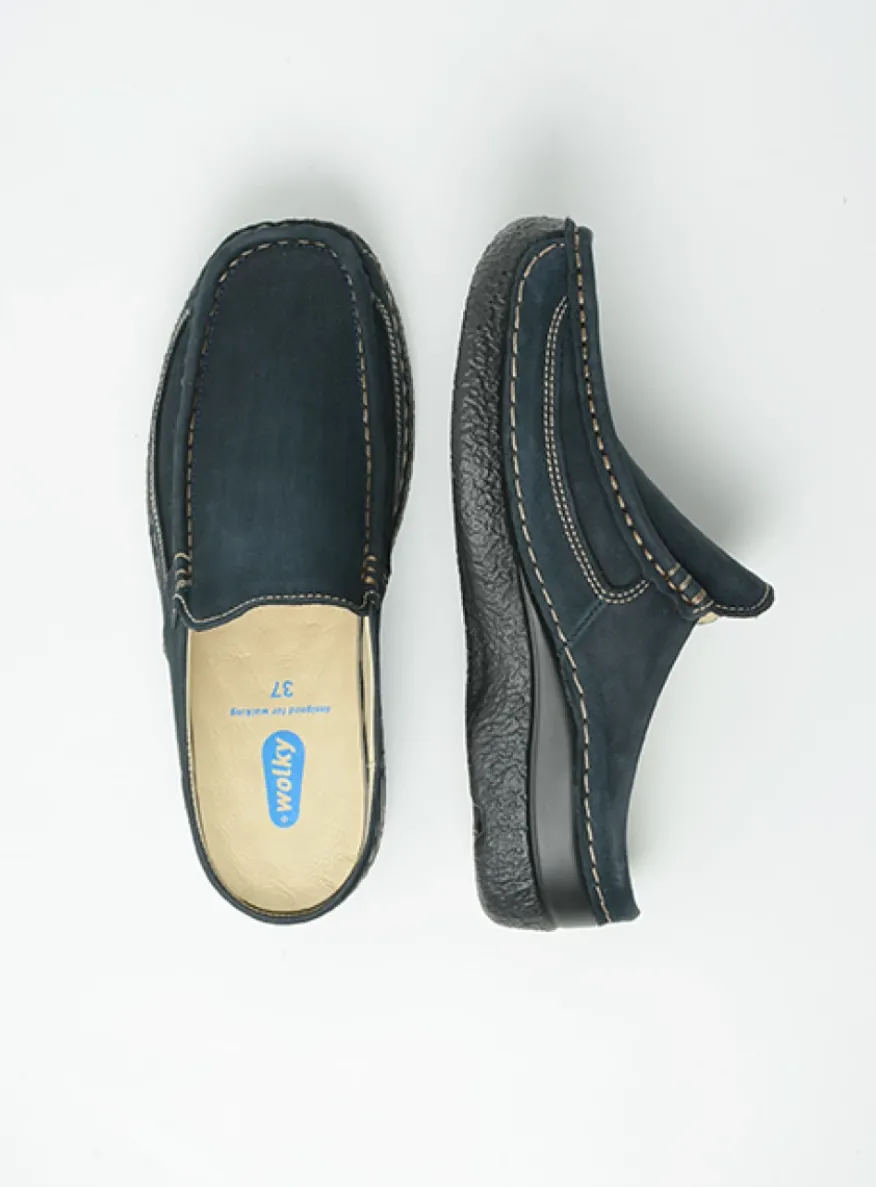 Roll Slide - blauw nubuck