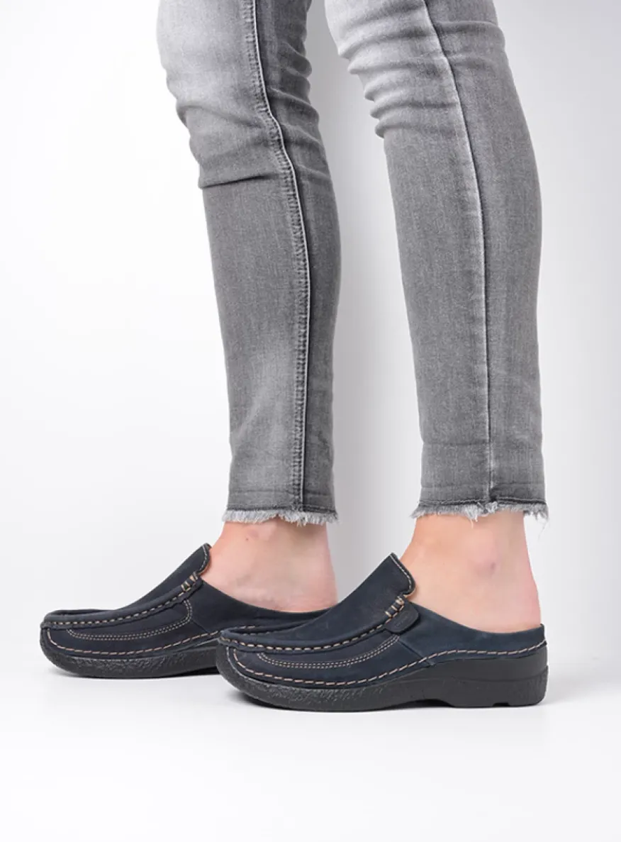 Roll Slide - blauw nubuck