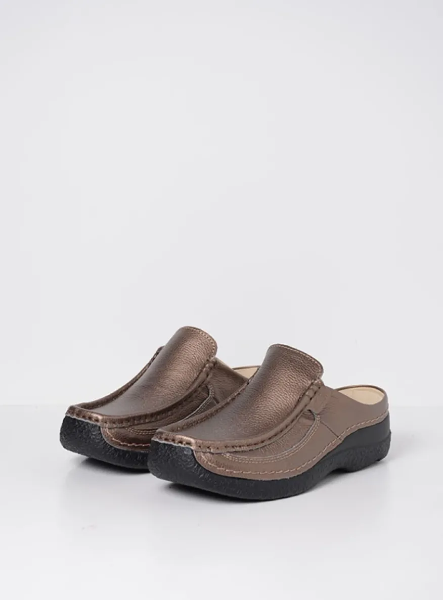 Roll Slide - brons geprint leer