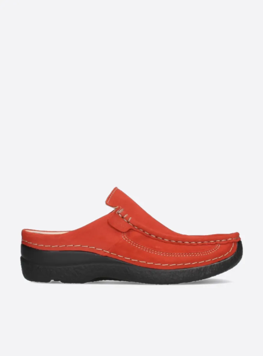 Roll Slide - donkerrood nubuck