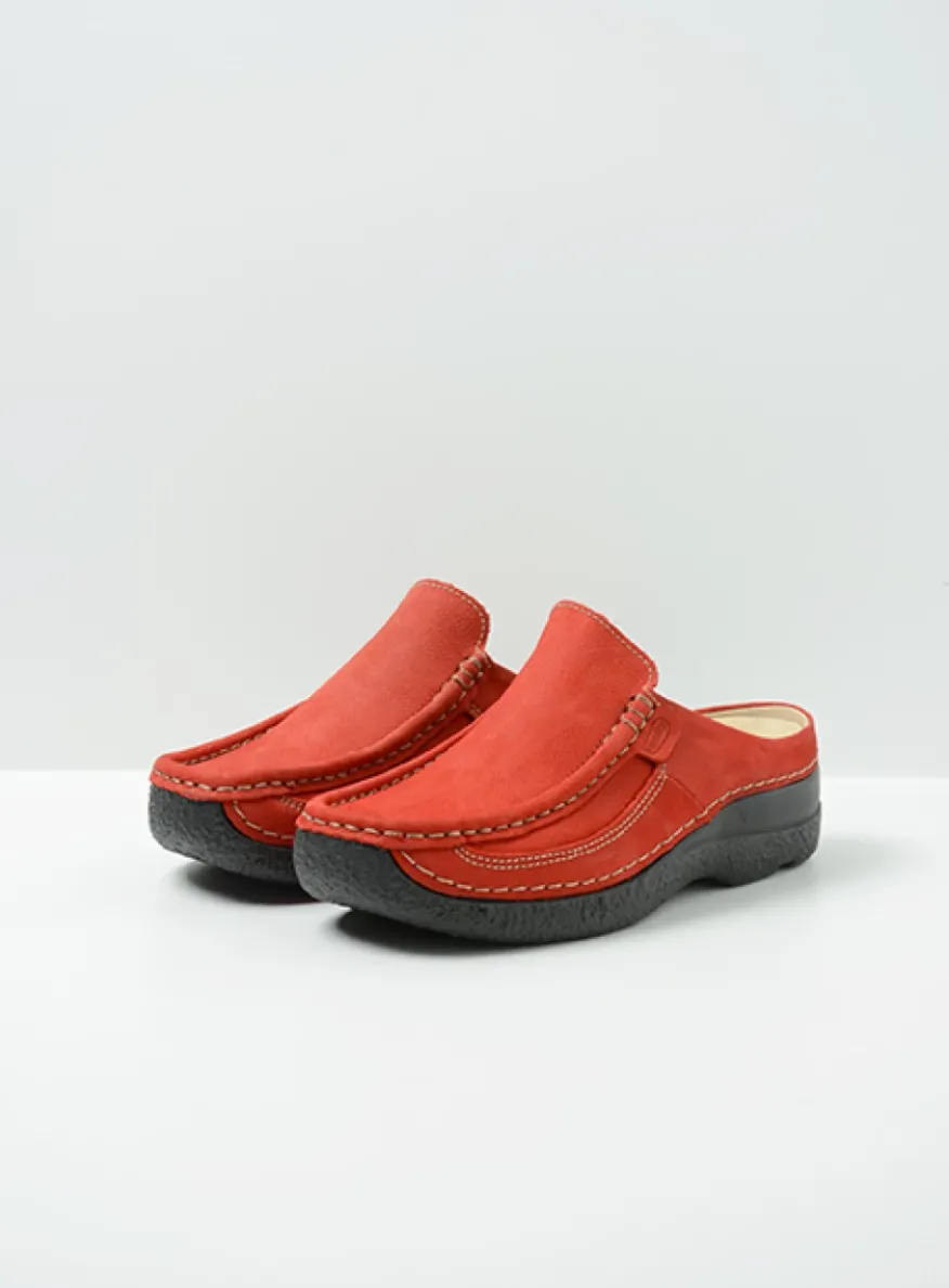 Roll Slide - donkerrood nubuck