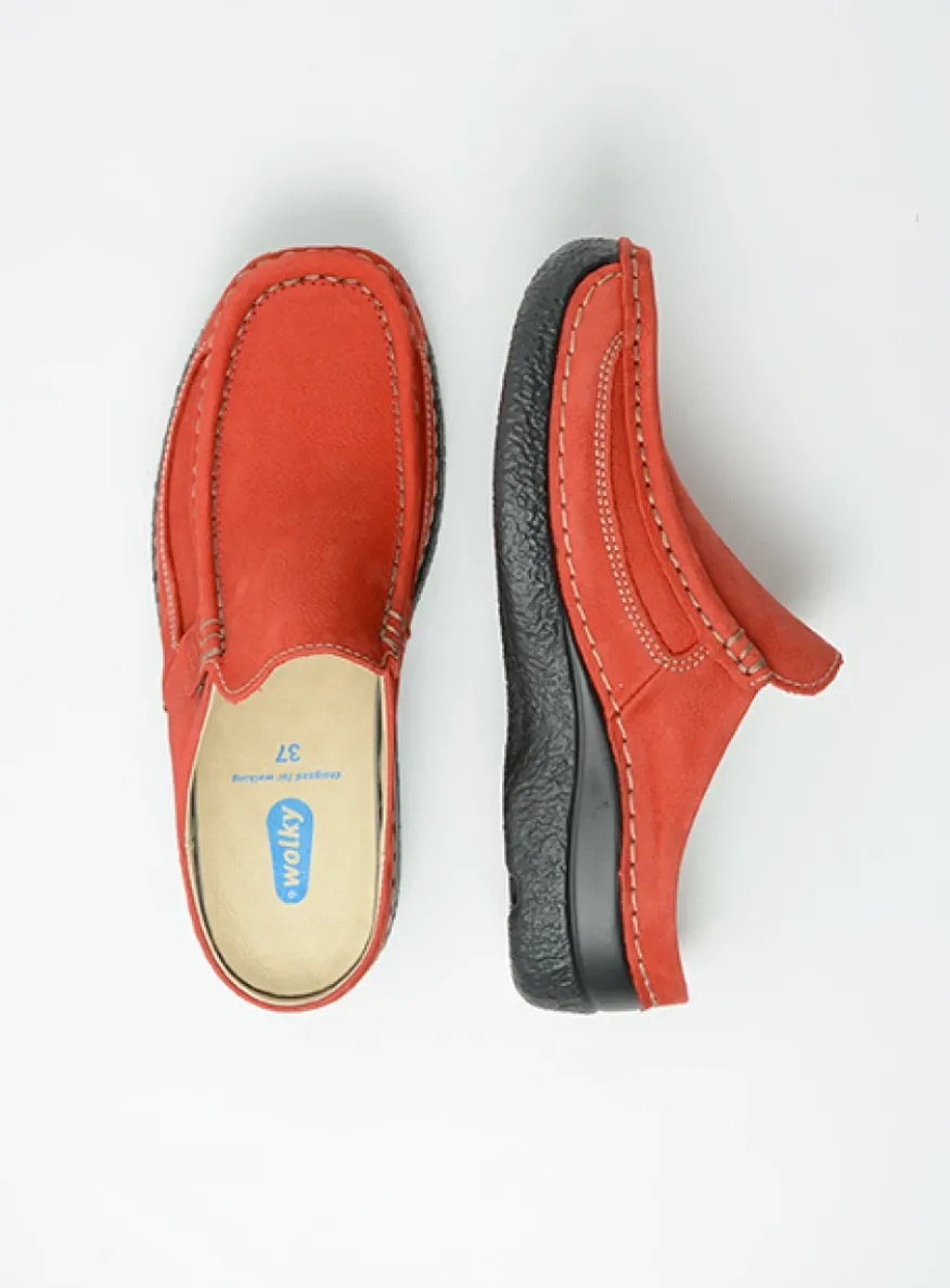 Roll Slide - donkerrood nubuck