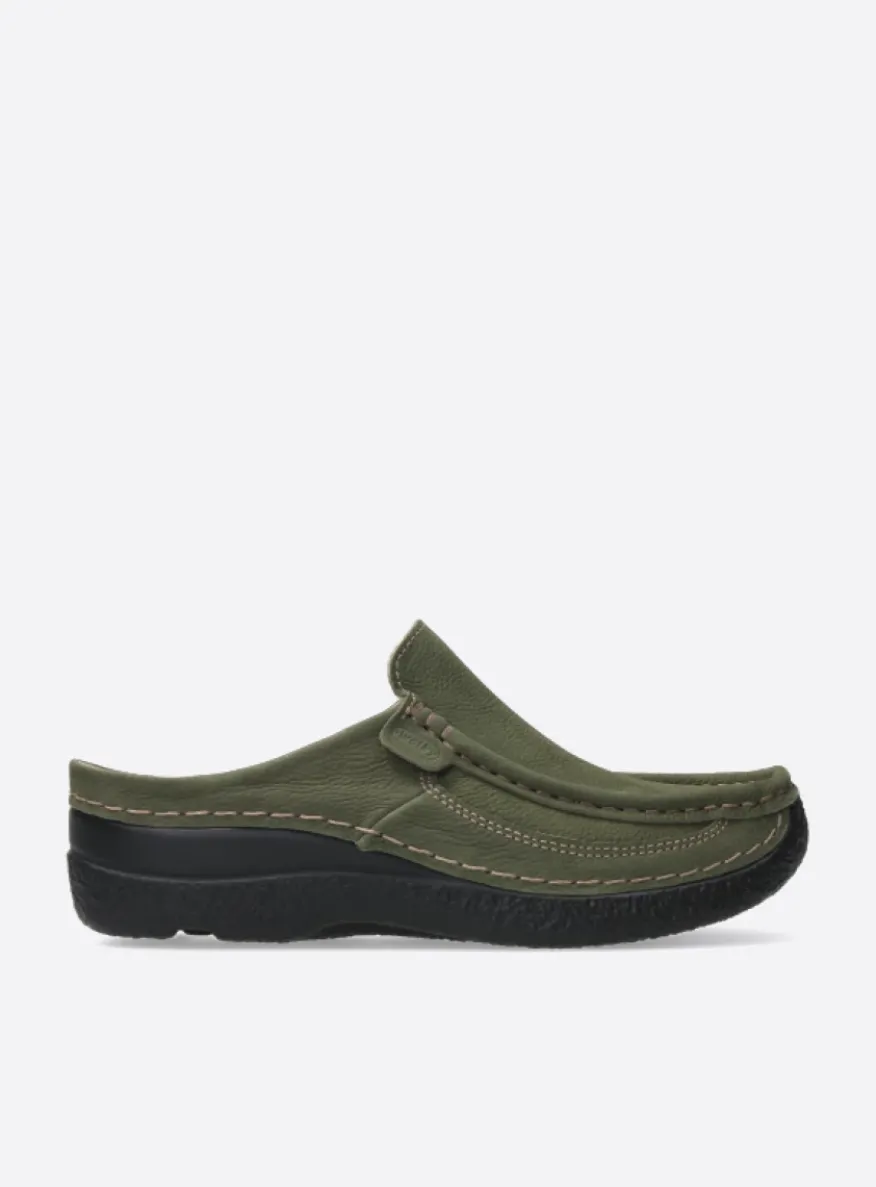 Roll Slide - pesto groen nubuck