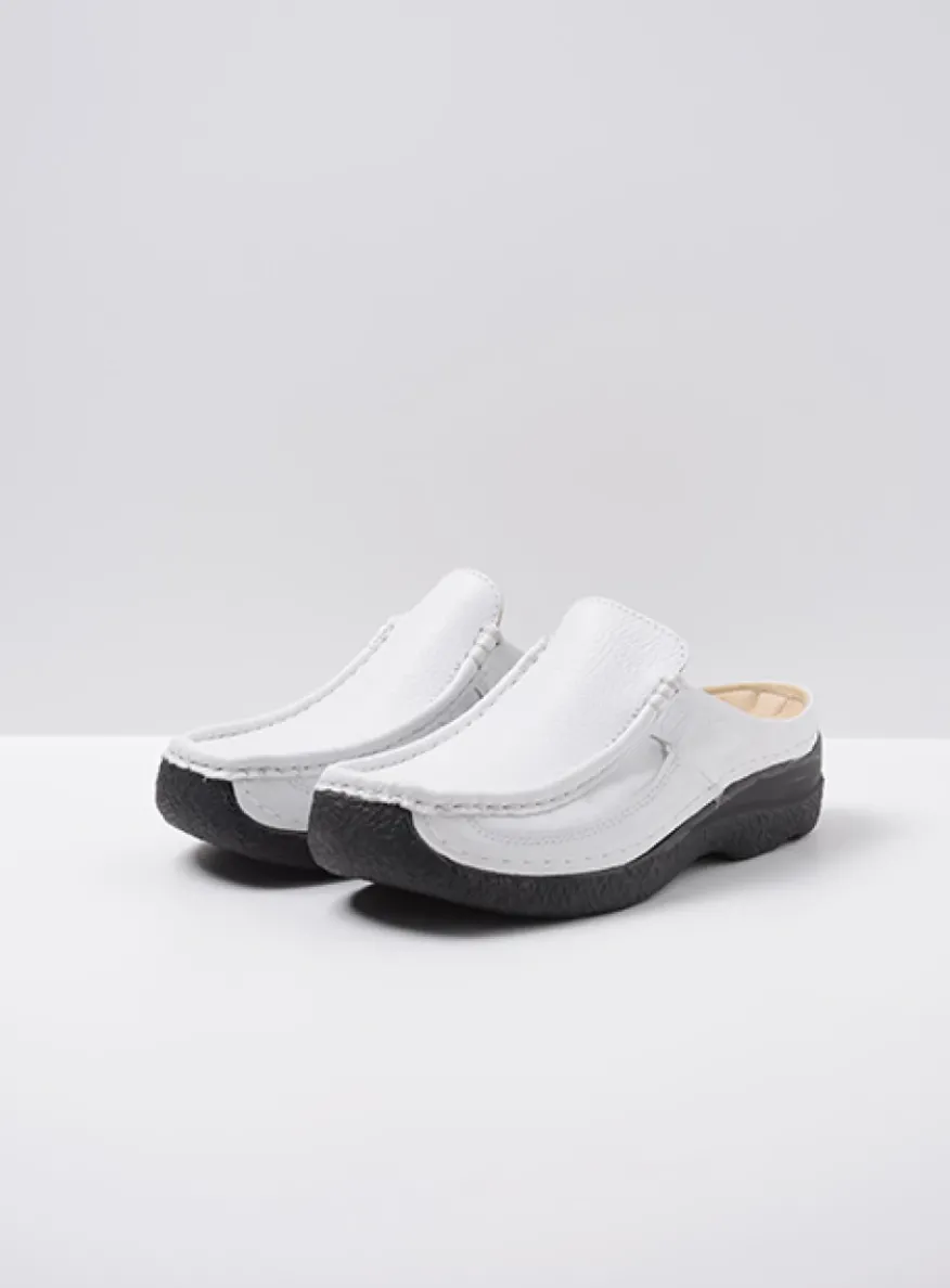 Roll Slide - wit geprint leer