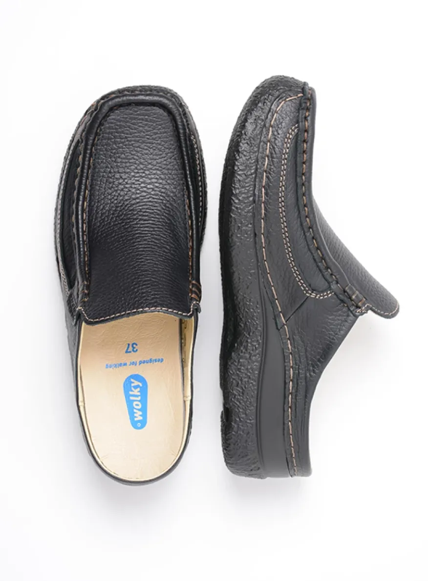 Roll Slide - zwart leer