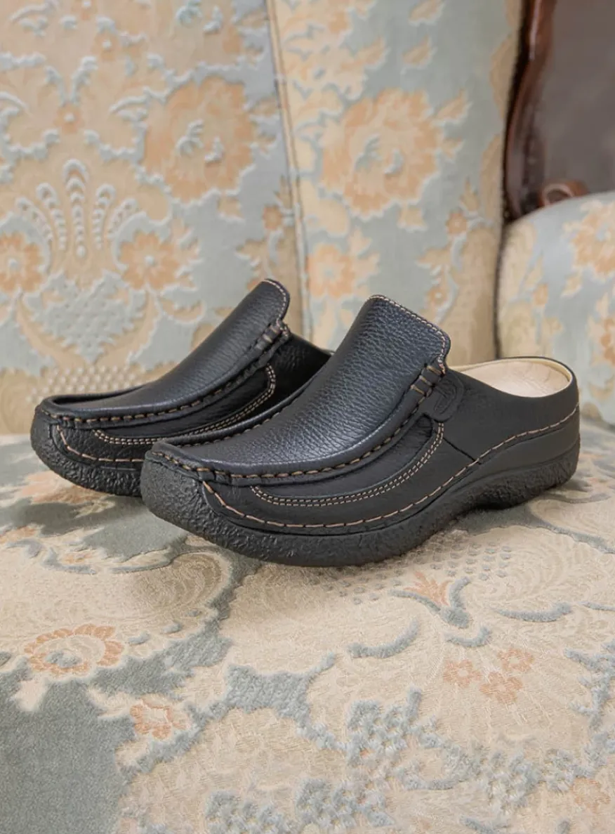 Roll Slide - zwart leer