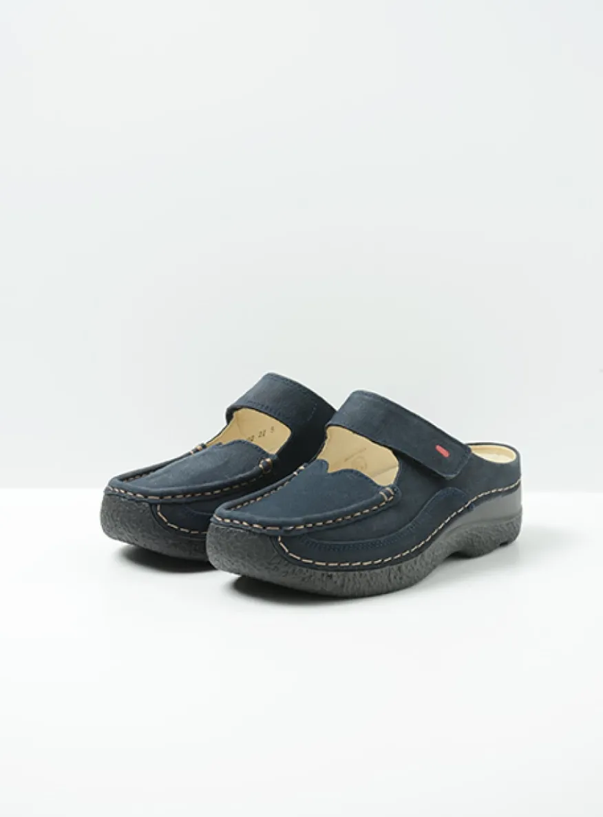 Roll Slipper - blauw nubuck
