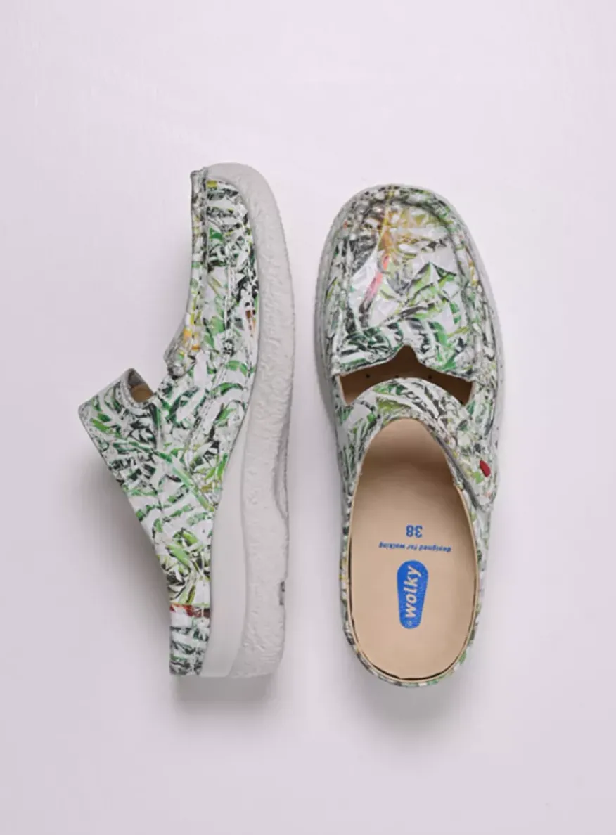 Roll Slipper - gebroken wit/groen nubuck