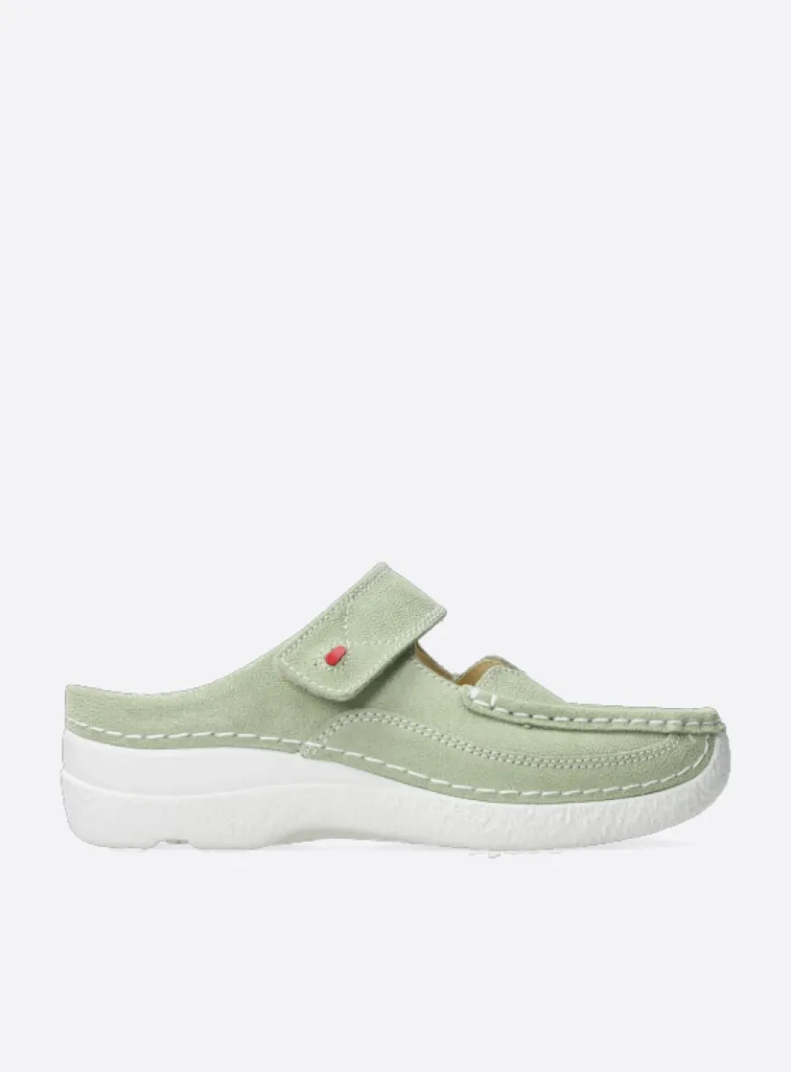 Roll Slipper - lichtgroen nubuck