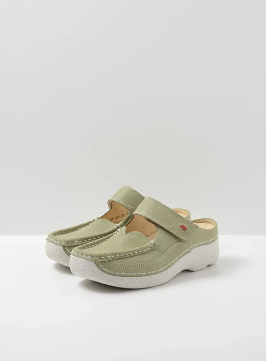 Roll Slipper - lichtgroen nubuck