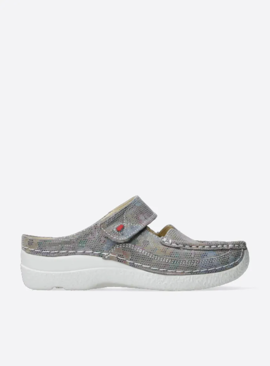 Roll Slipper - taupe flower