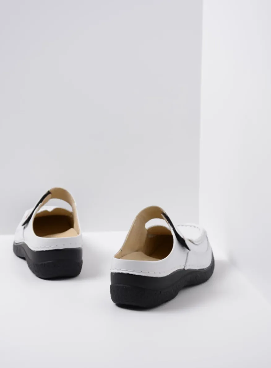 Roll Slipper - wit/zwart leer