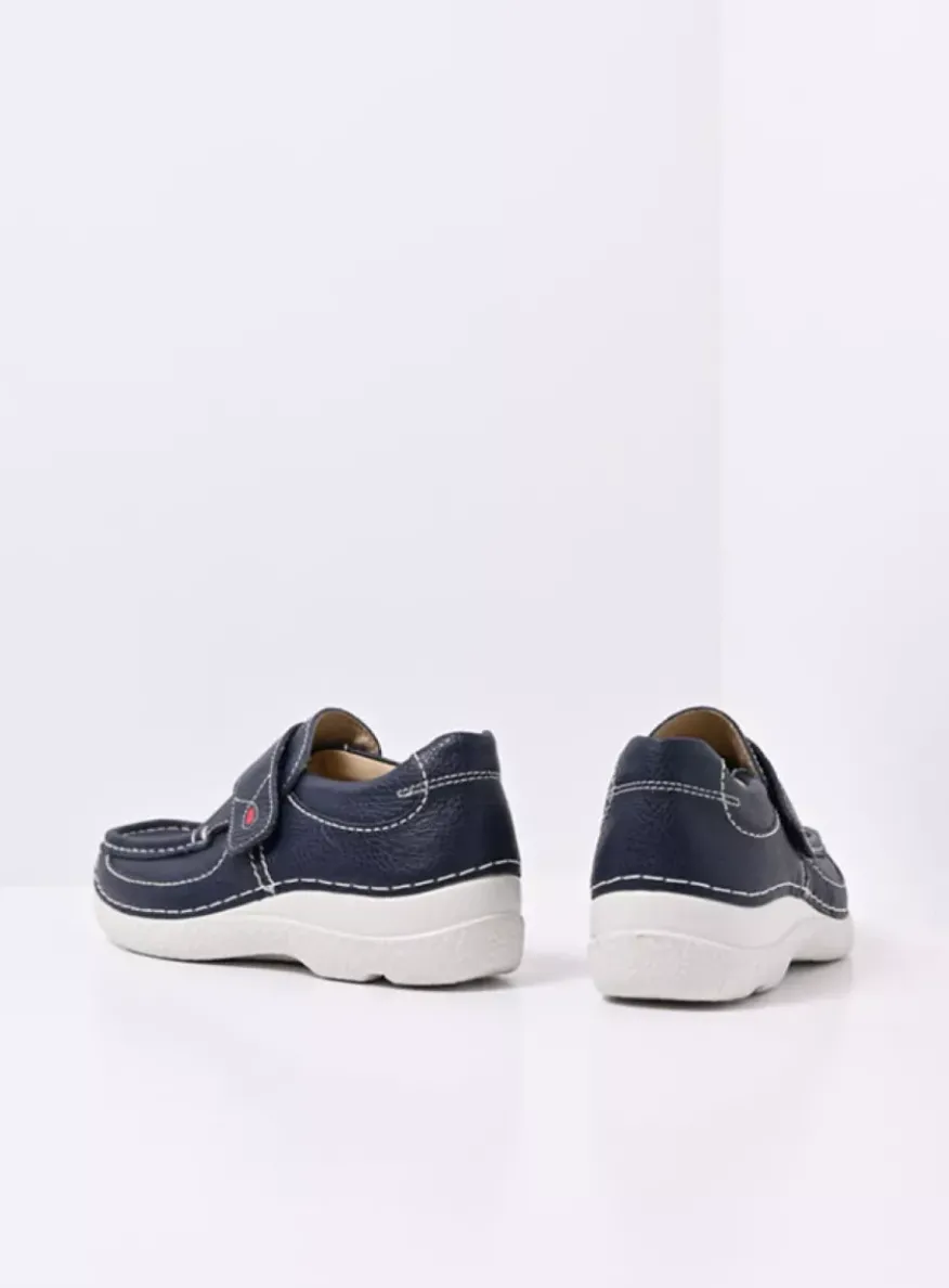 Roll Strap - blauw leer